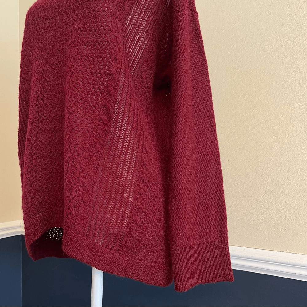 Eileen Fisher Alpaca Wool Blend High Low Sweater in Burgundy Size Medium
