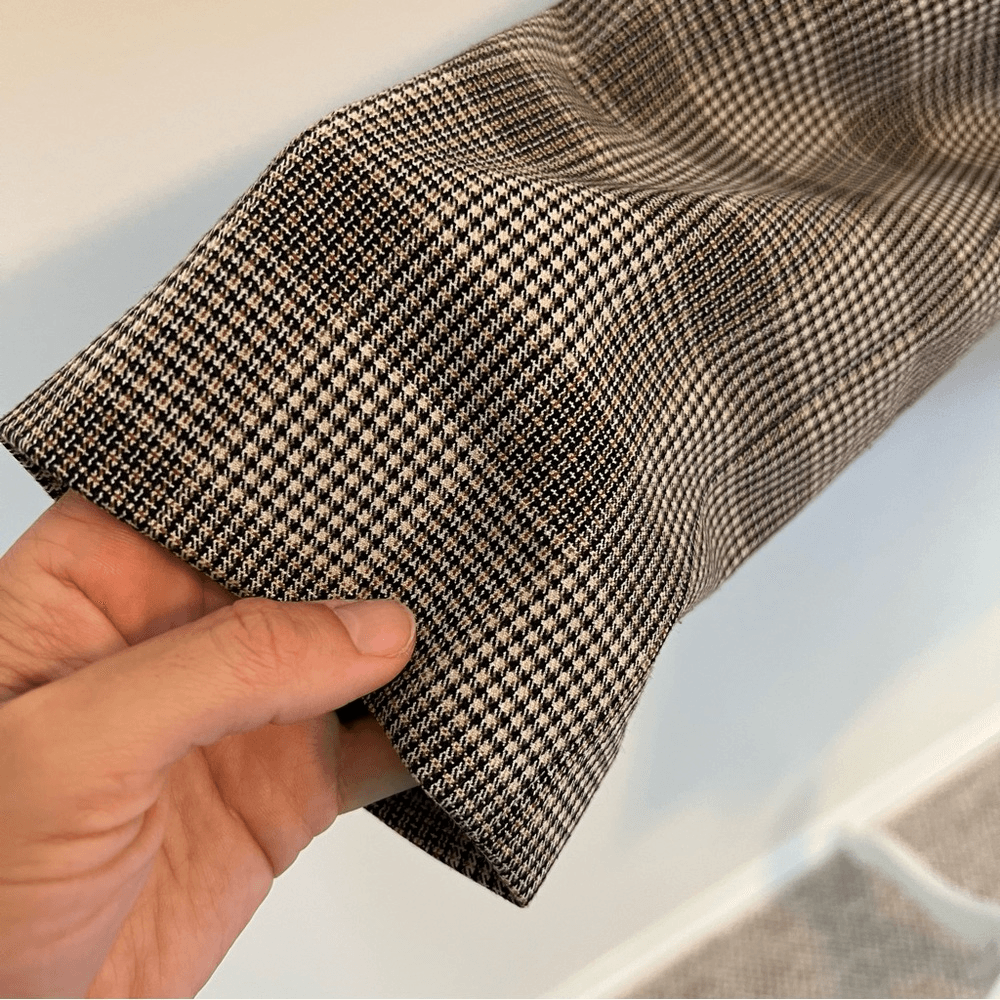 A New Day Plaid Blazer Jacket in Tan Size Medium Double Breasted Career Work