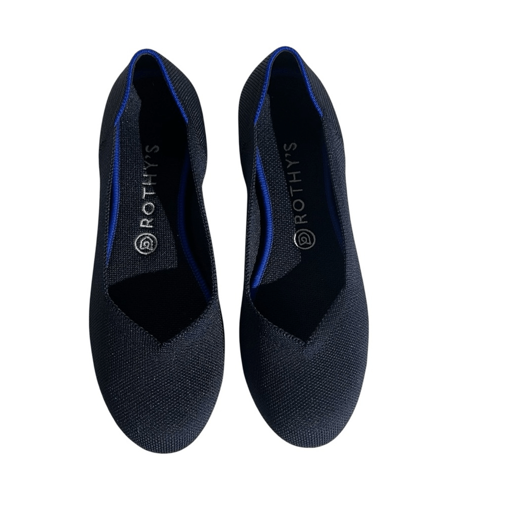 Rothy's The Flat Maritime Slip-On Ballet Shoes in Navy Blue Size 9W Round Toe