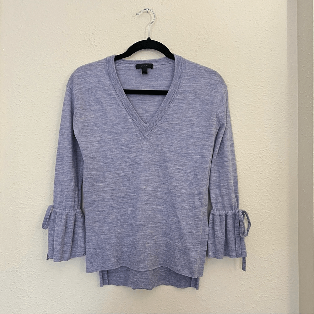 J. Crew 100% Merino Wool V-Neck Bell Sleeve Knit Sweater Size XXS