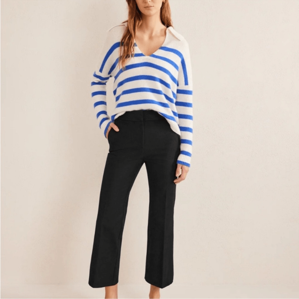 Boden Bi-Stretch Crop Flare Black Trousers Pants NEW Size 6R Career Classic