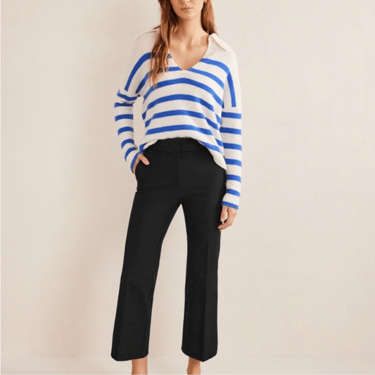 Boden Bi-Stretch Crop Flare Black Trousers Pants NEW Size 6R Career Classic