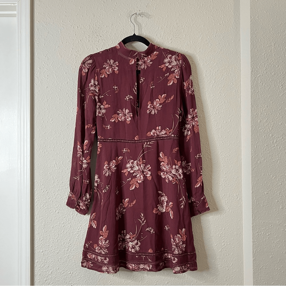 ATSR The Label Kirsten Floral Mini Dress A-Line Fit & Flare Size S Long Sleeve