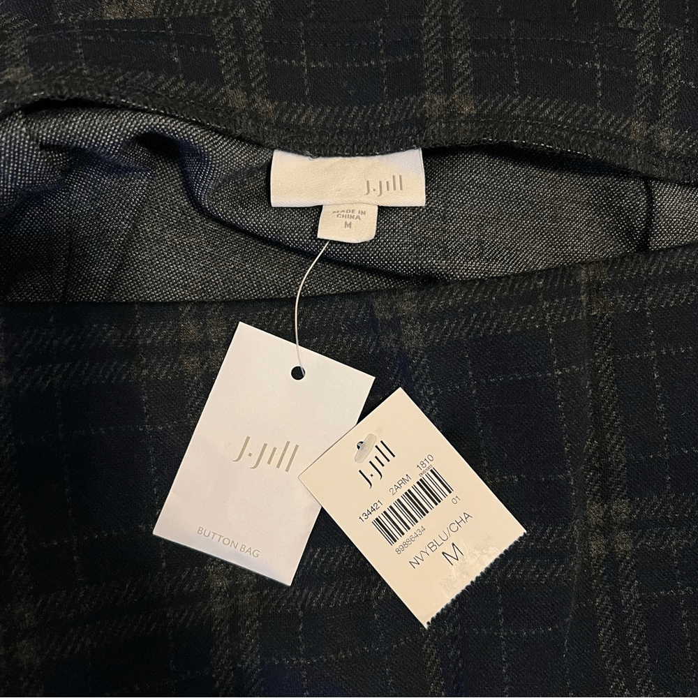 J.Jill Plaid Wrap Front Pull On Skirt NEW Size Medium Stretch Academia Career