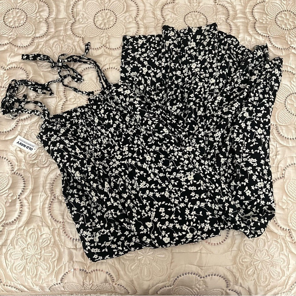 Old Navy Tie-Shoulder Floral-Print Split-Front Midi Swing Dress NEW Size XXL