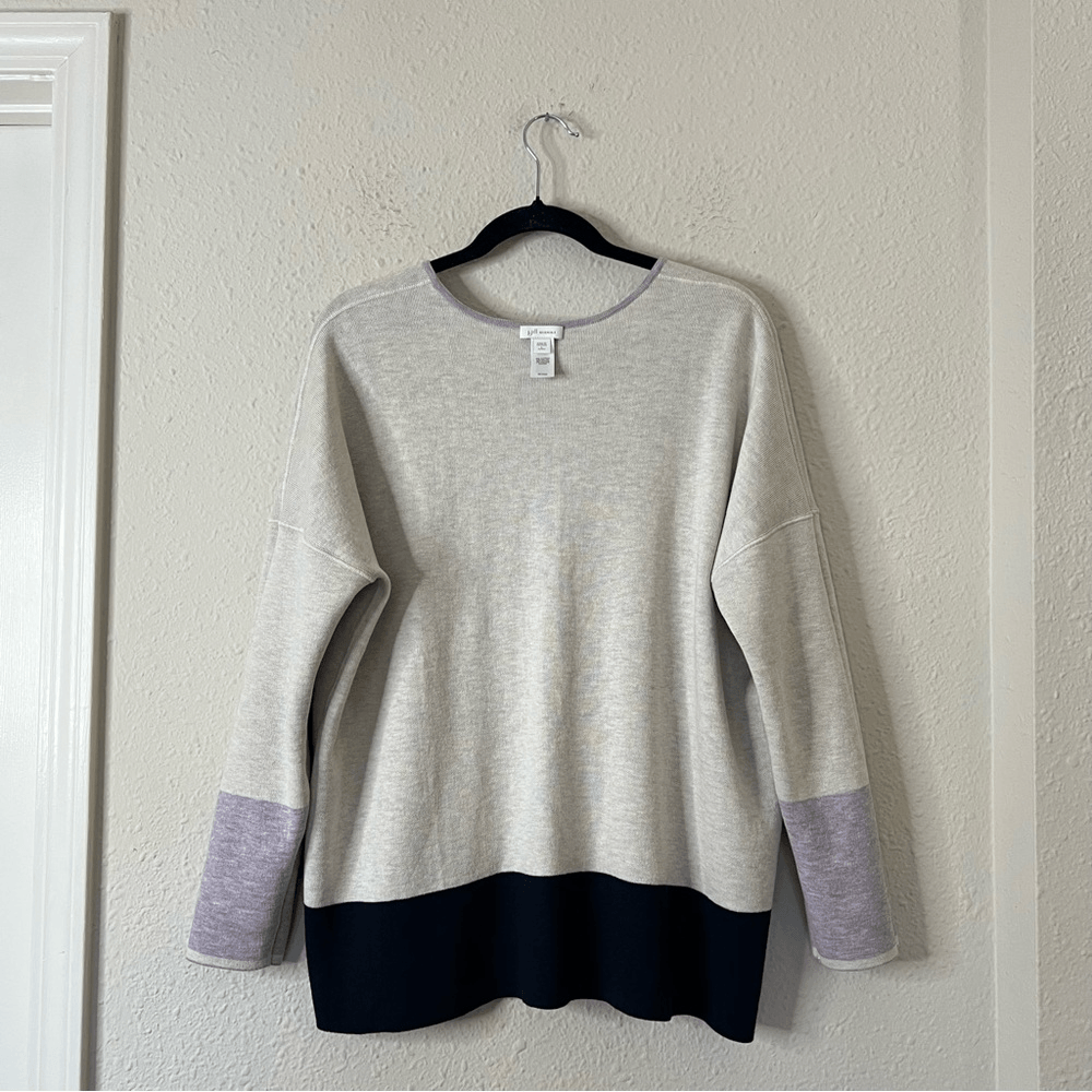 J. Jill Reversible V-Neck Colorblock Sweater Large Petite