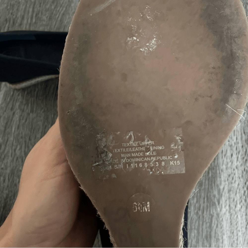 Tory Burch Jackie Peep-Toe Espadrille Wedge Shoes in Black Size 6,5