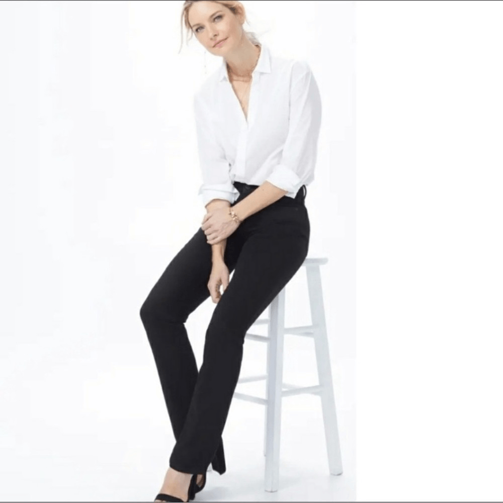 NYDJ Lift Tuck Tech Slim Straight Jeans in Black Size 14