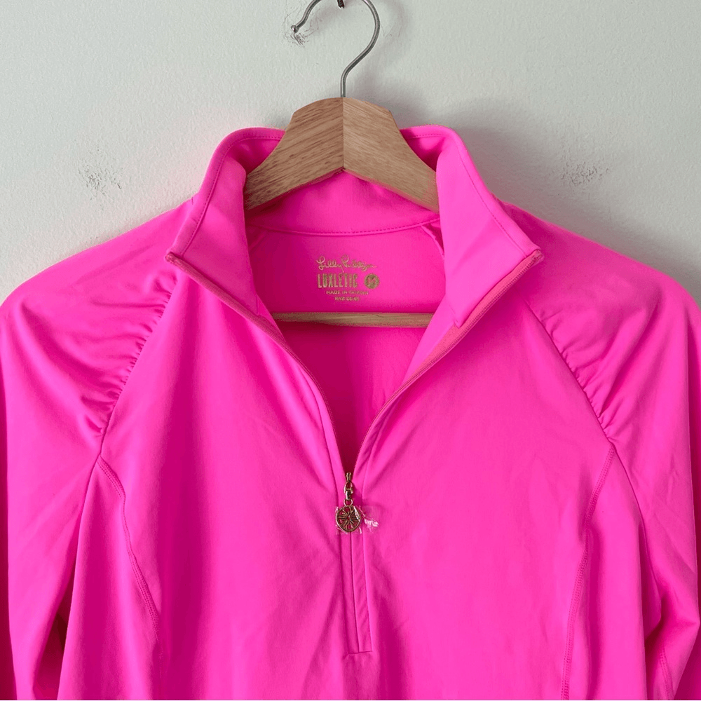 Lilly Pulitzer Luxletic Justine Top Half Zip Cropped Size M UPF 50+ Long Sleeve