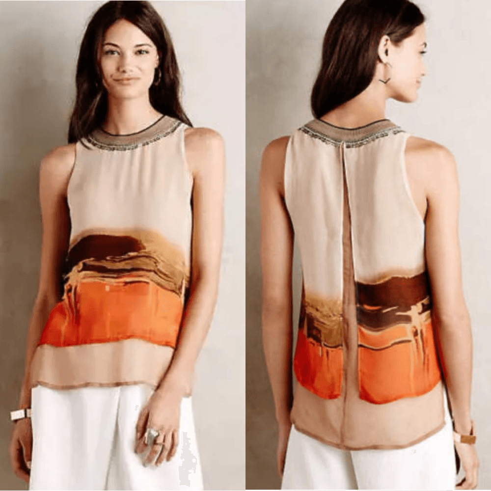 Anthropologie Blank London High Desert Shell Sleeveless Blouse Top Large