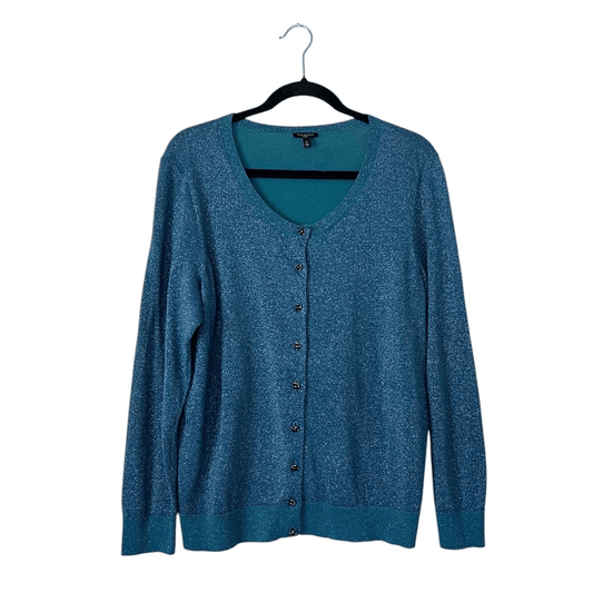 Talbots Metallic Shimmer Cardigan Sweater Plus Size 1X Holiday Festive