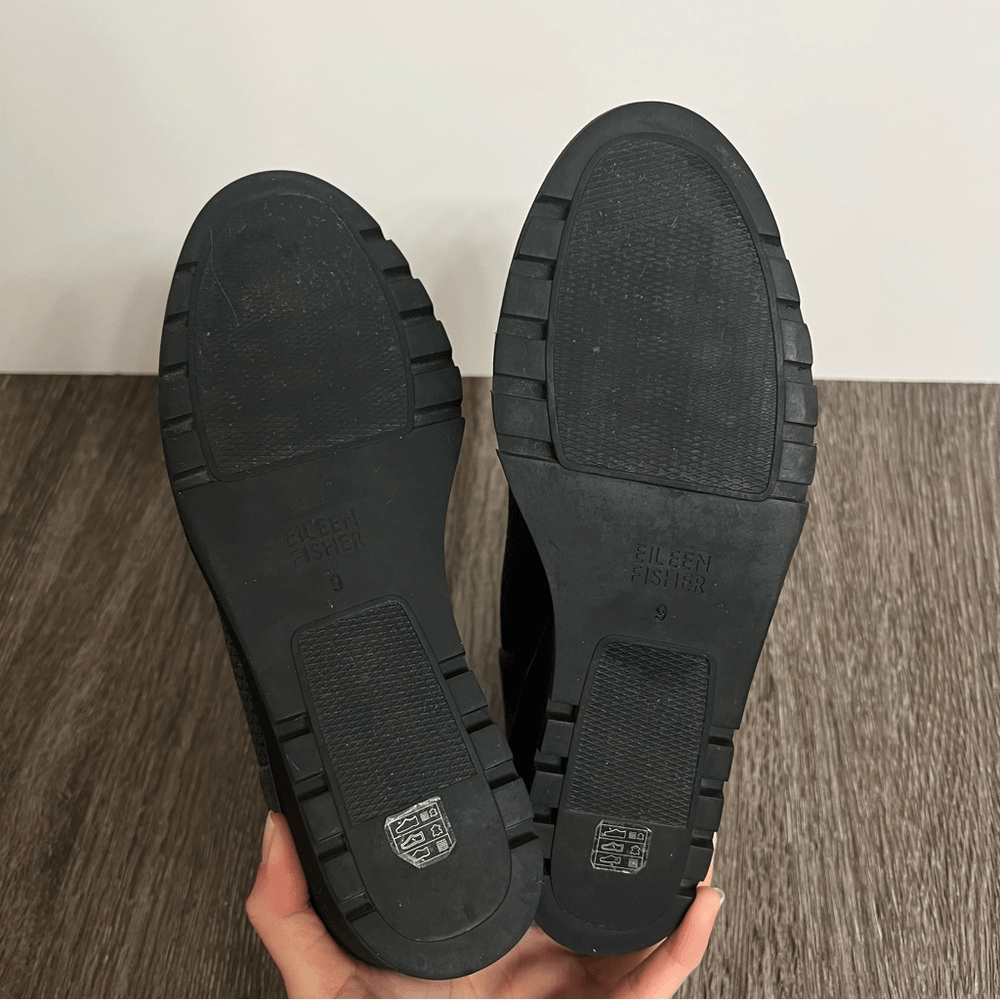 Eileen Fisher Amos London Grey Knit Wedge Ankle Boots Size 9