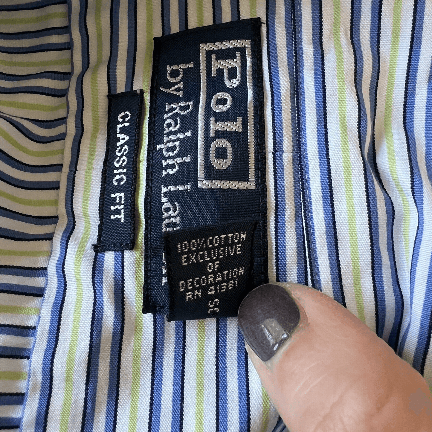 Polo Ralph Lauren GREEN/BLUE/WHITE STRIPED Classic Fit  Button Down Shirts