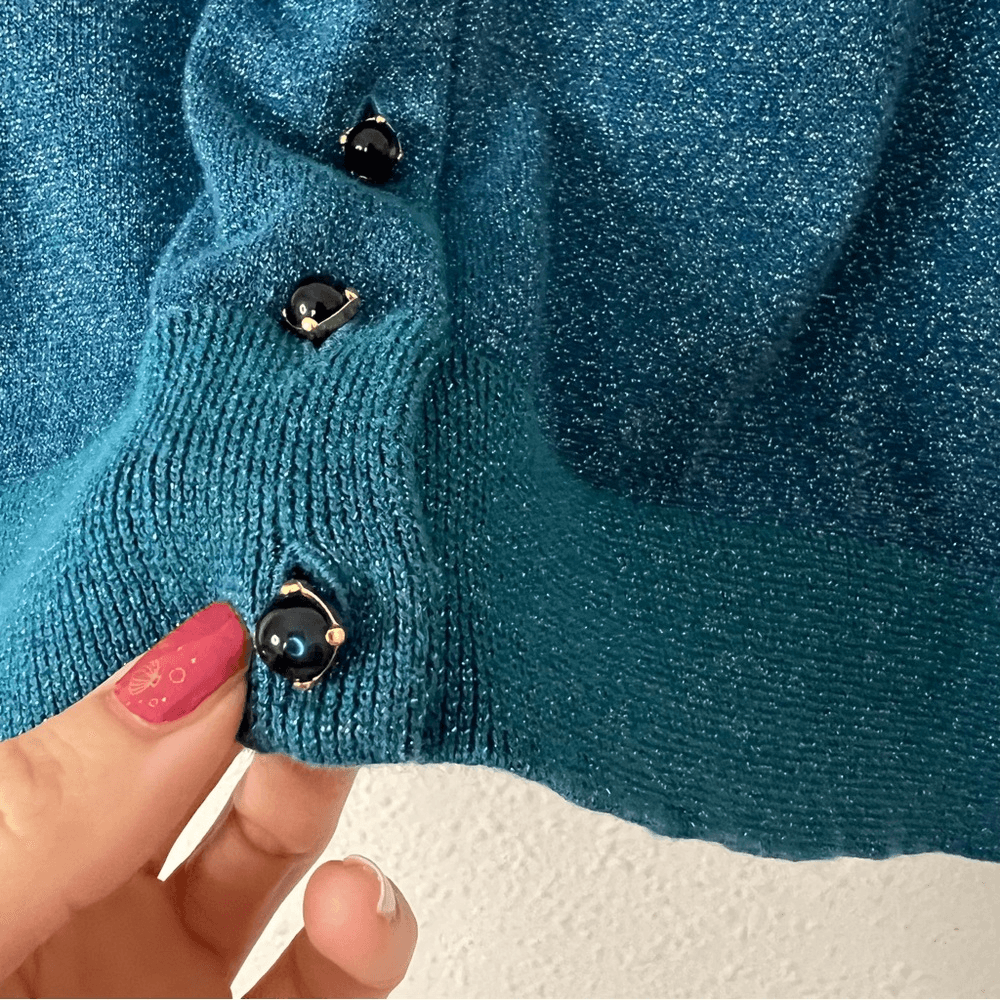 Talbots Metallic Shimmer Cardigan Sweater Plus Size 1X Holiday Festive