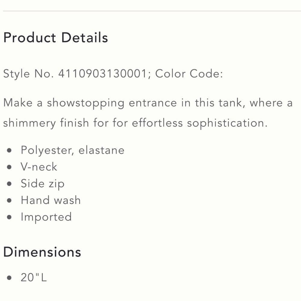 Anthropologie Monte Shimmer V-Neck Tank Top NEW Size Large