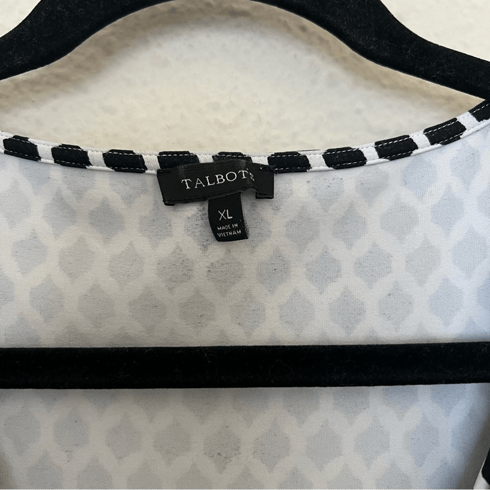 Talbots Black & White Faux Wrap A-line Printed Dress Size XL