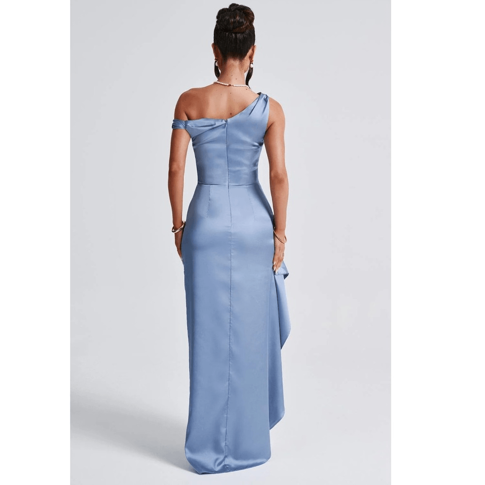 Babyboo Juliene Satin Maxi Dress in Dusty Blue NEW Size Medium