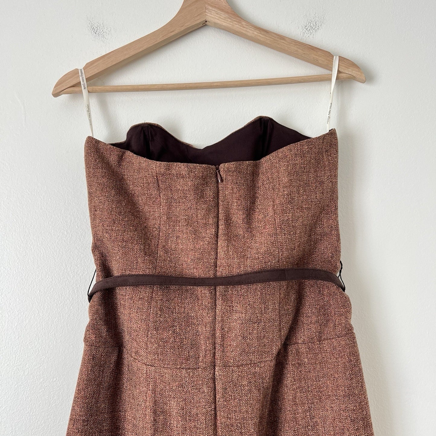 Anthropologie Molly New York Verite Tweed Sheath Mini Dress NEW Sz 8 Rust Brown