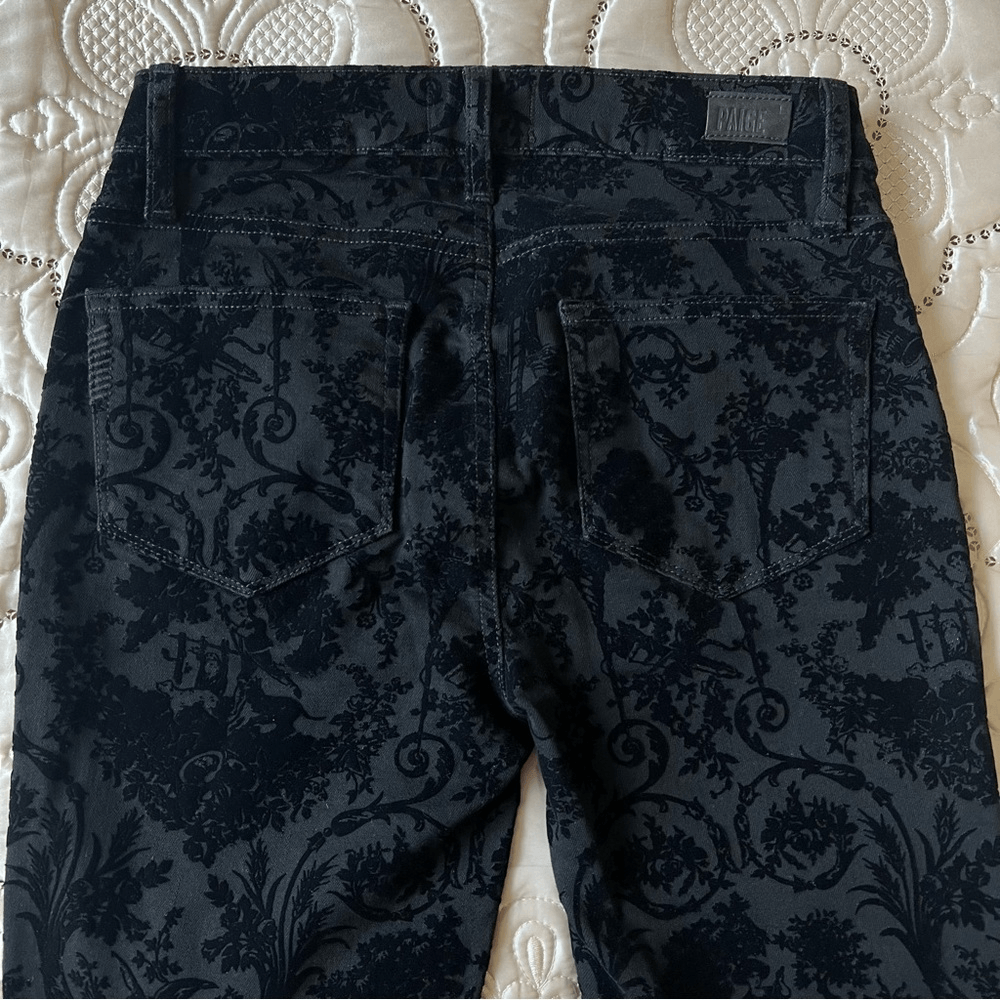 Paige Hoxton Floral Ankle Black Pants Size 26