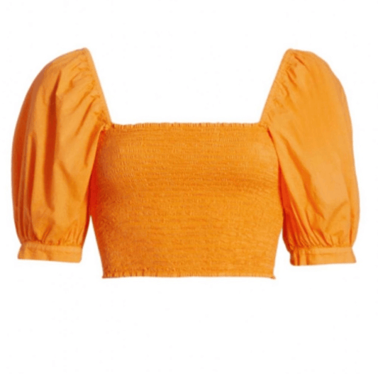 Xirena Issa Smocked Crop Top NEW in Orange Size Small