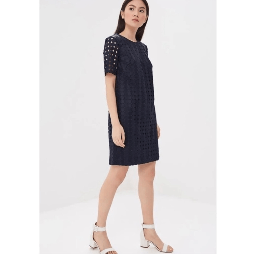 Banana Republic Lace Shift Dress Short Sleeve NEW Navy Blue Size 0