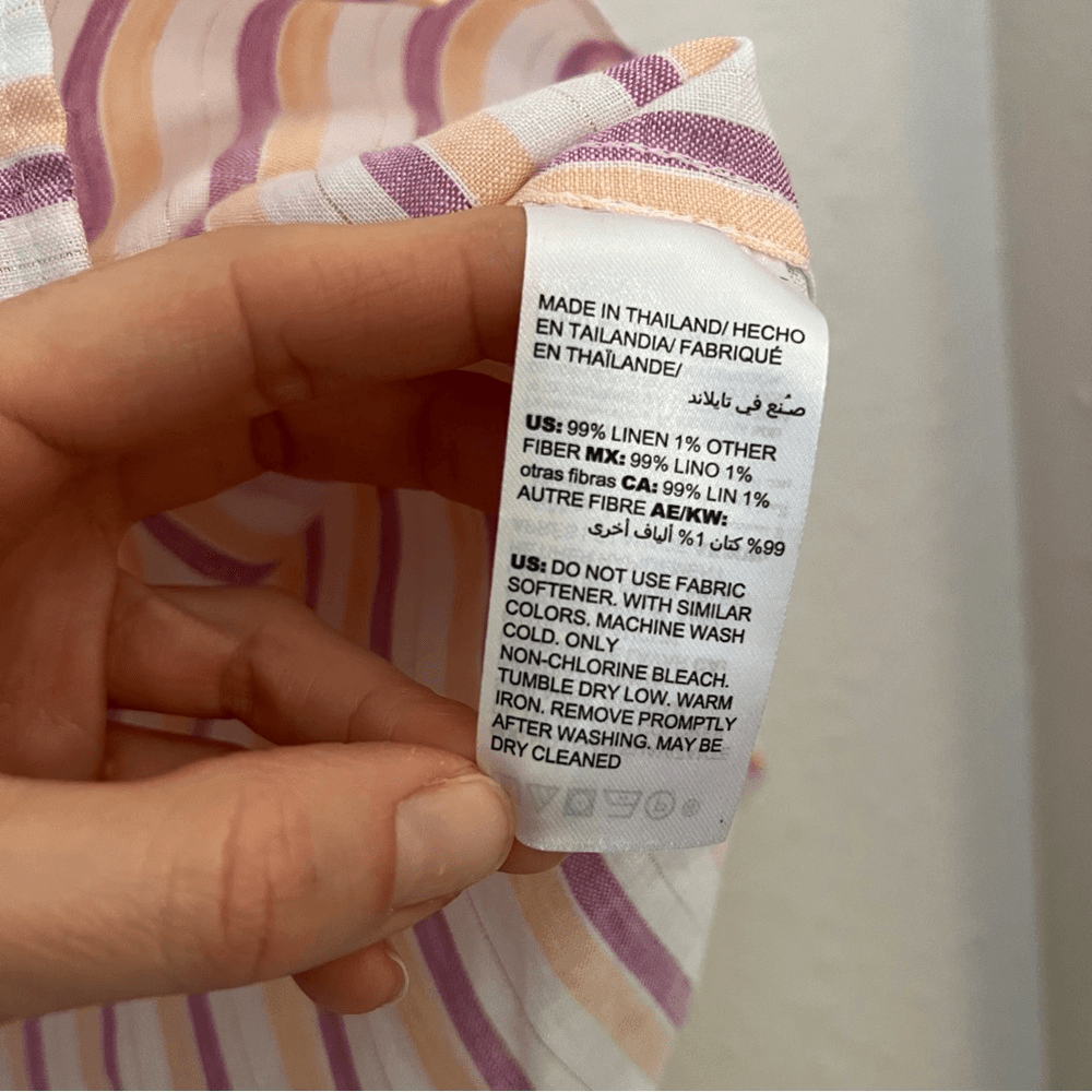 Chico’s Linen Metallic Striped Roll-Tab Button Front Shirt NEW Size 1