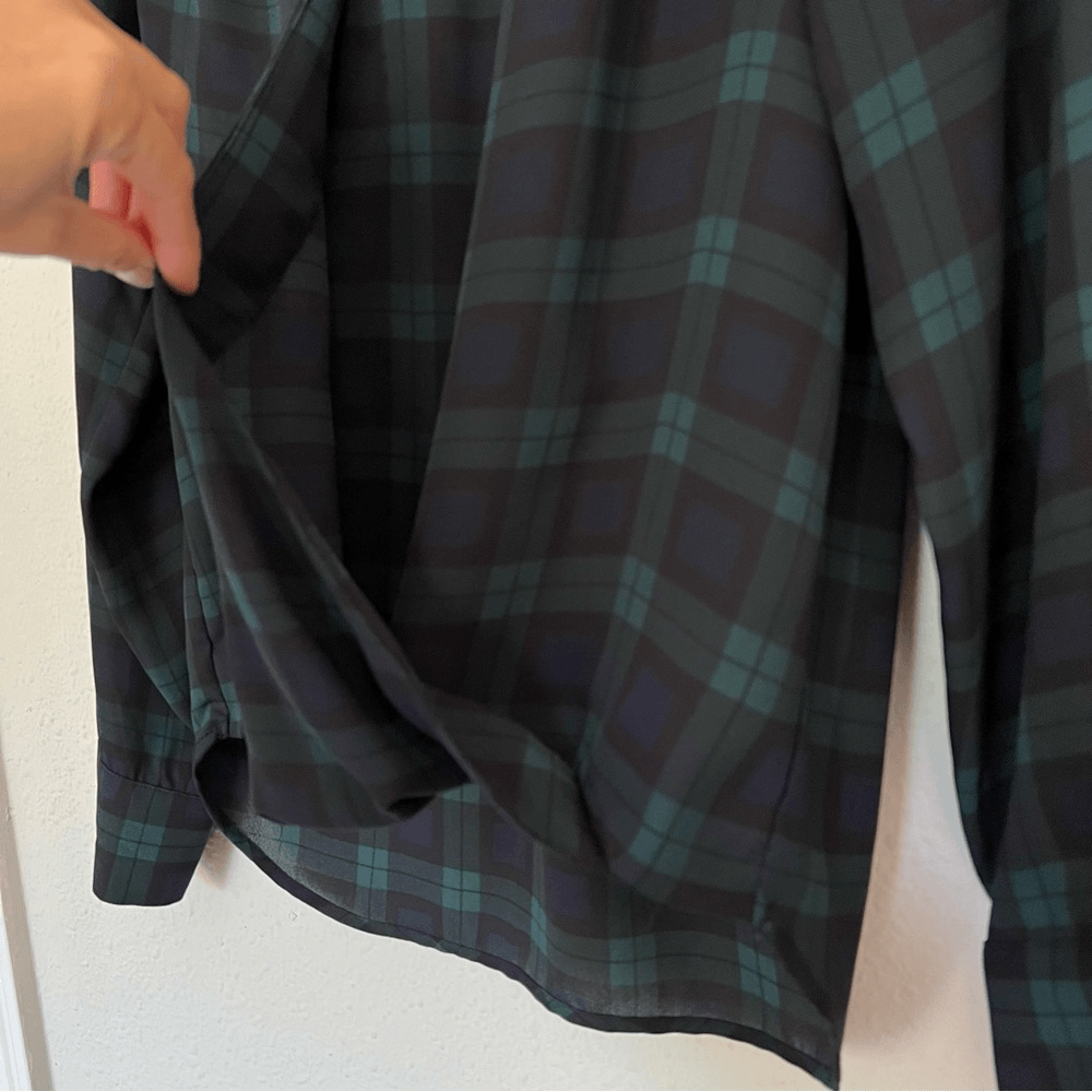 The Limited Tartan Plaid Faux Wrap Long Sleeve Blouse Size Small