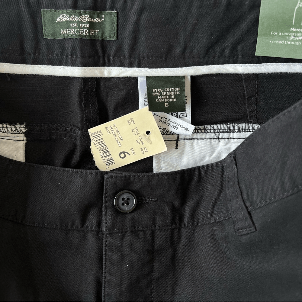 Eddie Bauer Women’s Mercer Stretch Chino Pants in Black NEW Size 6