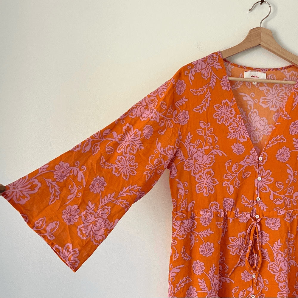 Xirena Mykah Floral Maxi Dress Coverup NEW Size Small Orange Purple