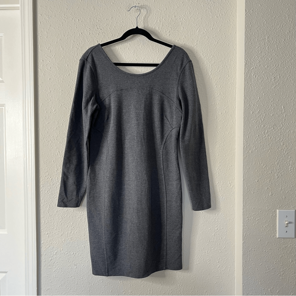Athleta Illusion Ponte Knit Long Sleeve Dress Size Large in Gray