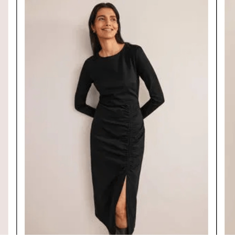 Boden Black Column Midi Dress NEW Size 12 Petite Long Sleeve