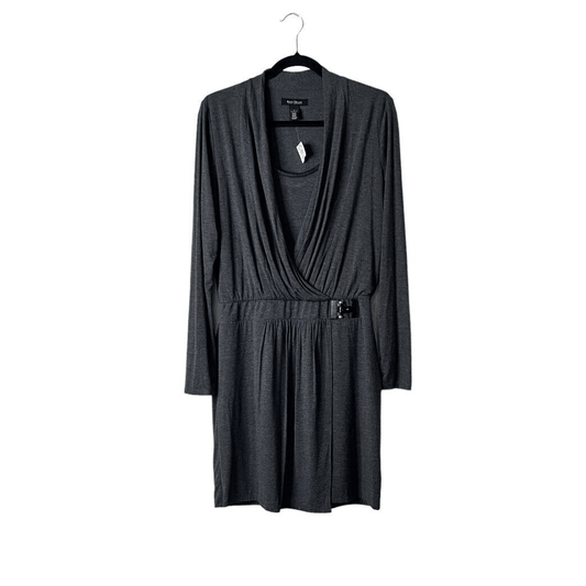 White House Black Market Women’s Surplice Wrap Dress NEW Size 8 Gray Long Sleeve
