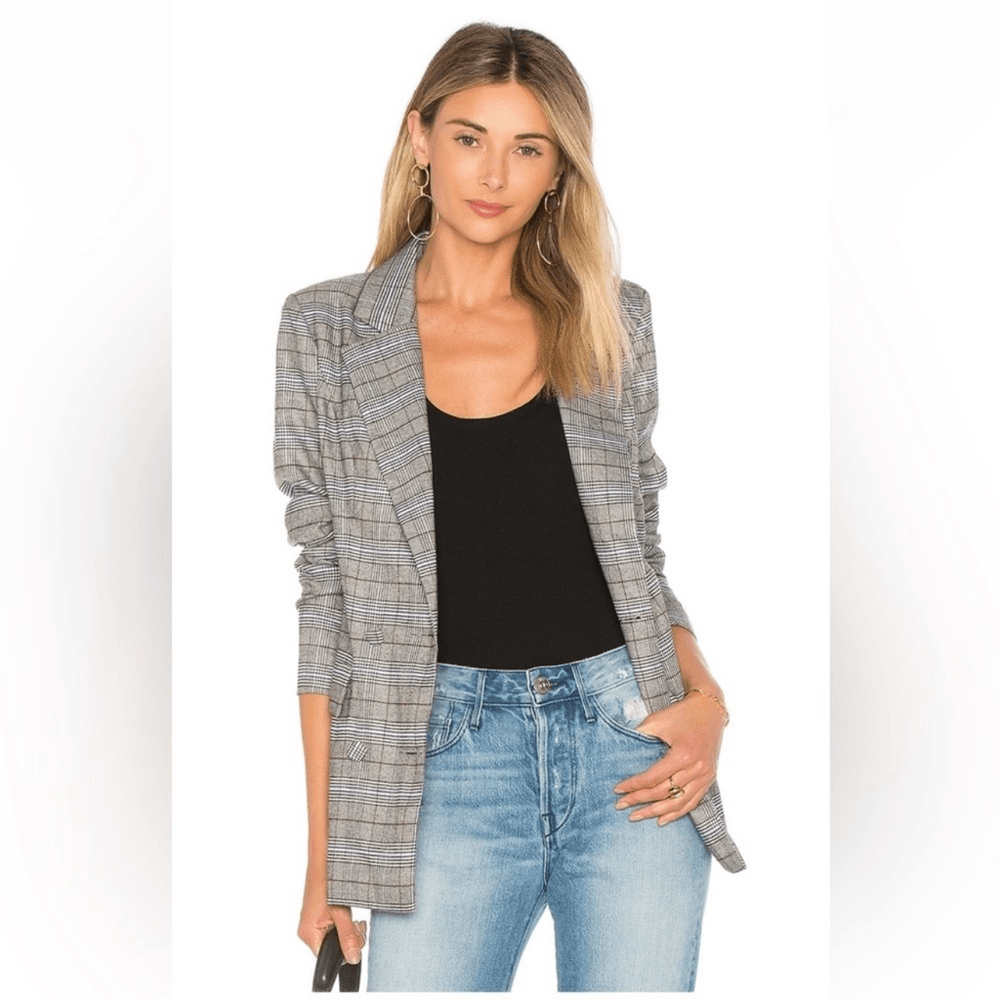 MAJORELLE Rhea Grey Plaid Blazer Size Small