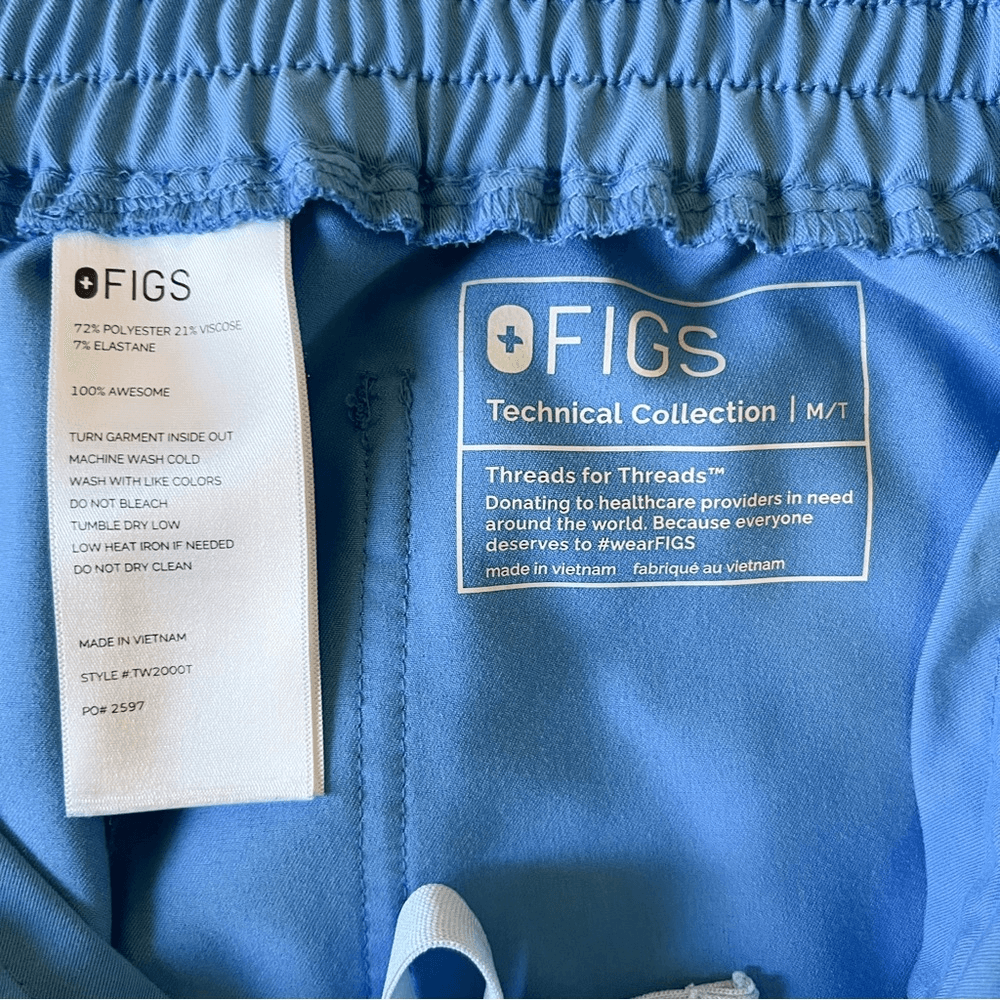 Figs Yola Skinny Scrub Pants in Blue Size M Tall