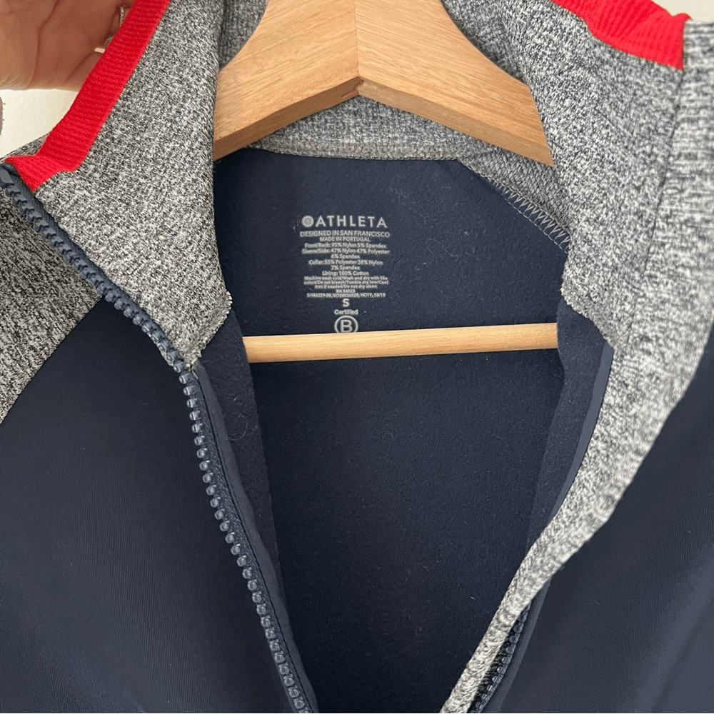 Athleta Andes Hybrid Jacket Size Small Navy Blue Gray