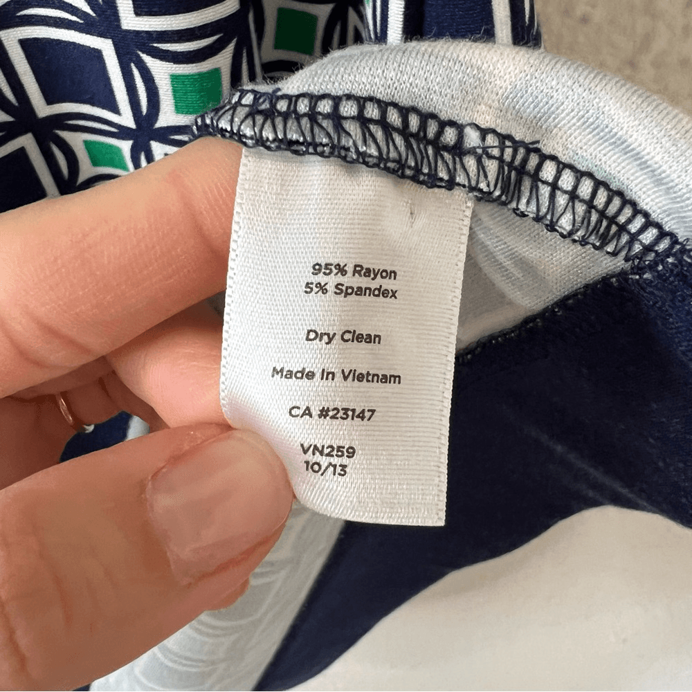 Talbots Geometric Print 3/4 Sleeve Shift Dress Size 8