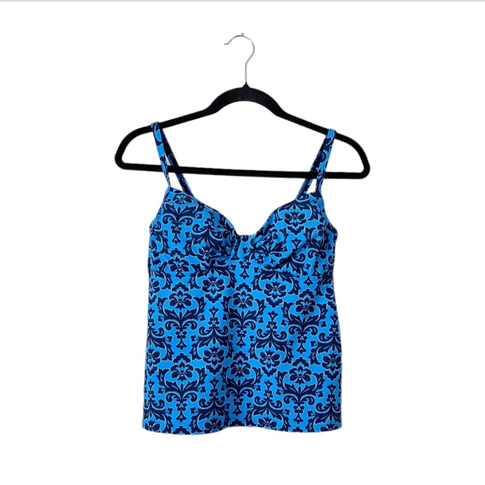 Lands End Tankini Swimsuit Top Size 6 Blue Printed