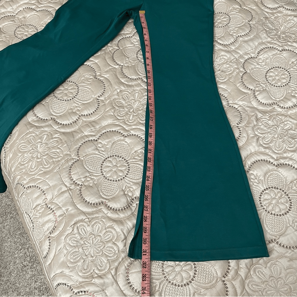 Anthropologie Flat White Flare Pants in Green NEW Size Medium