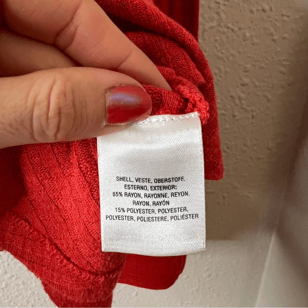 Anthropologie Maeve Coral Waffle Knit Peplum Winterscape Cowl Neck Size Large