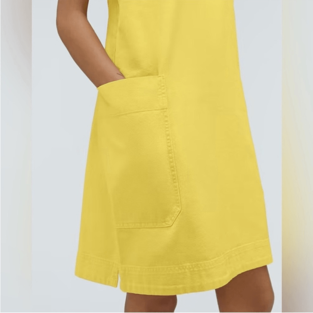 EVERLANE The Cross-Back Apron Mini Denim Dress Organic Cotton in Lemon Small