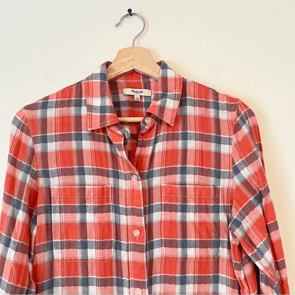 Madewell Ex-Boyfriend Plaid Flannel Button Down Shirt Size Small Long Sleeve