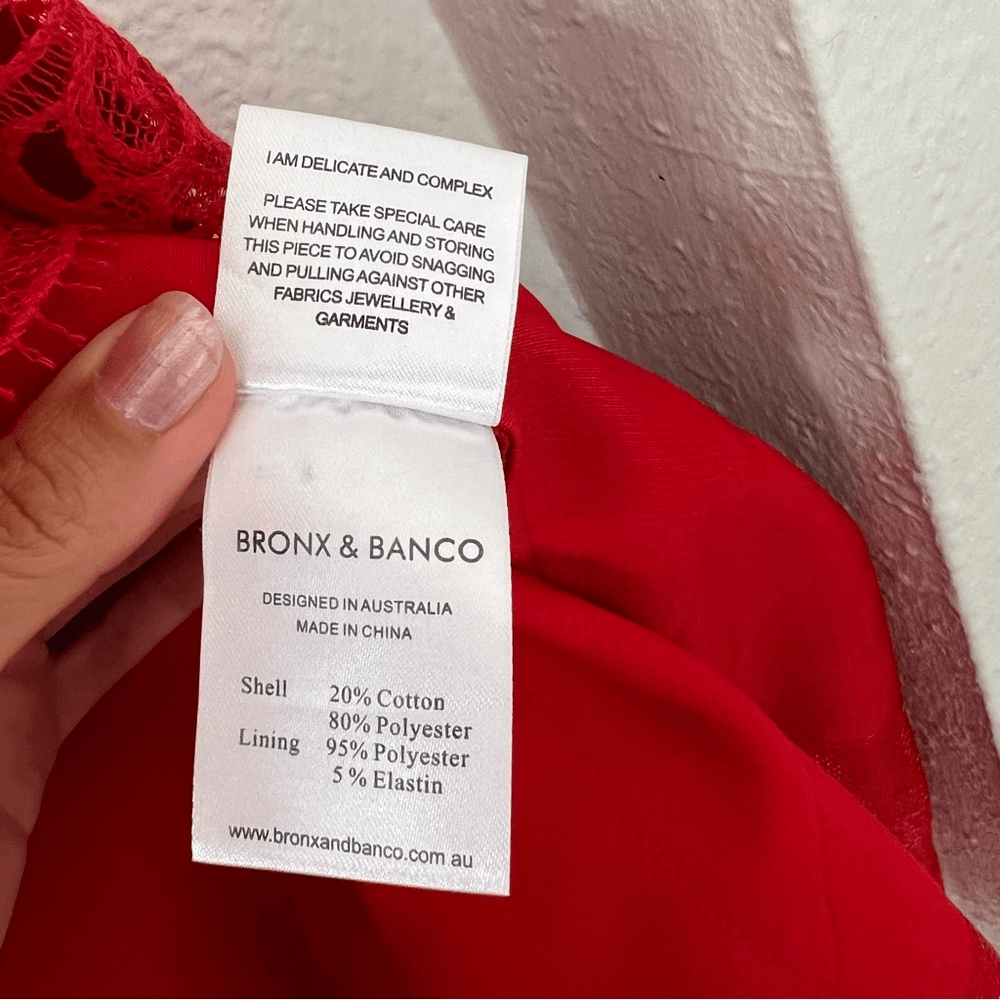 Bronx and Banco Antonia Red Sleeveless Lace Trim Mini Flared Dress Size US 6