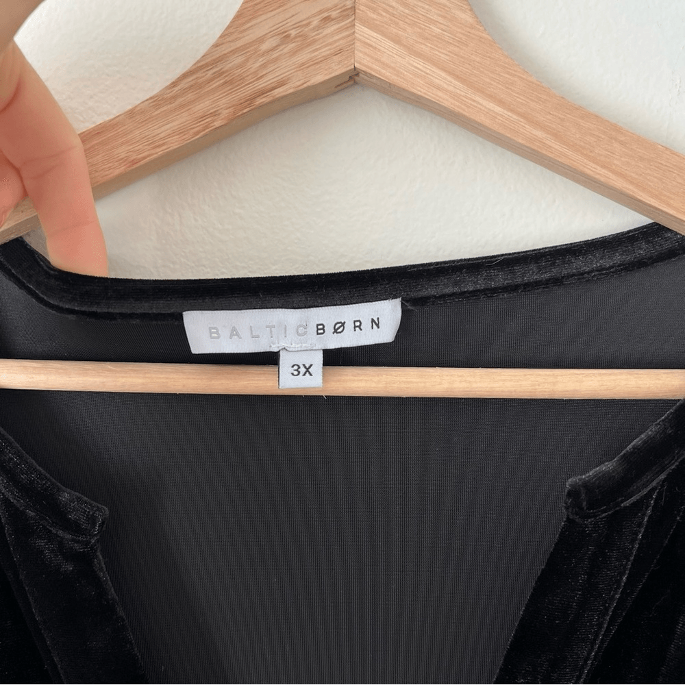 Baltic Born Artemis Tiered Velvet Maxi Dress in Black Plus Size 3X