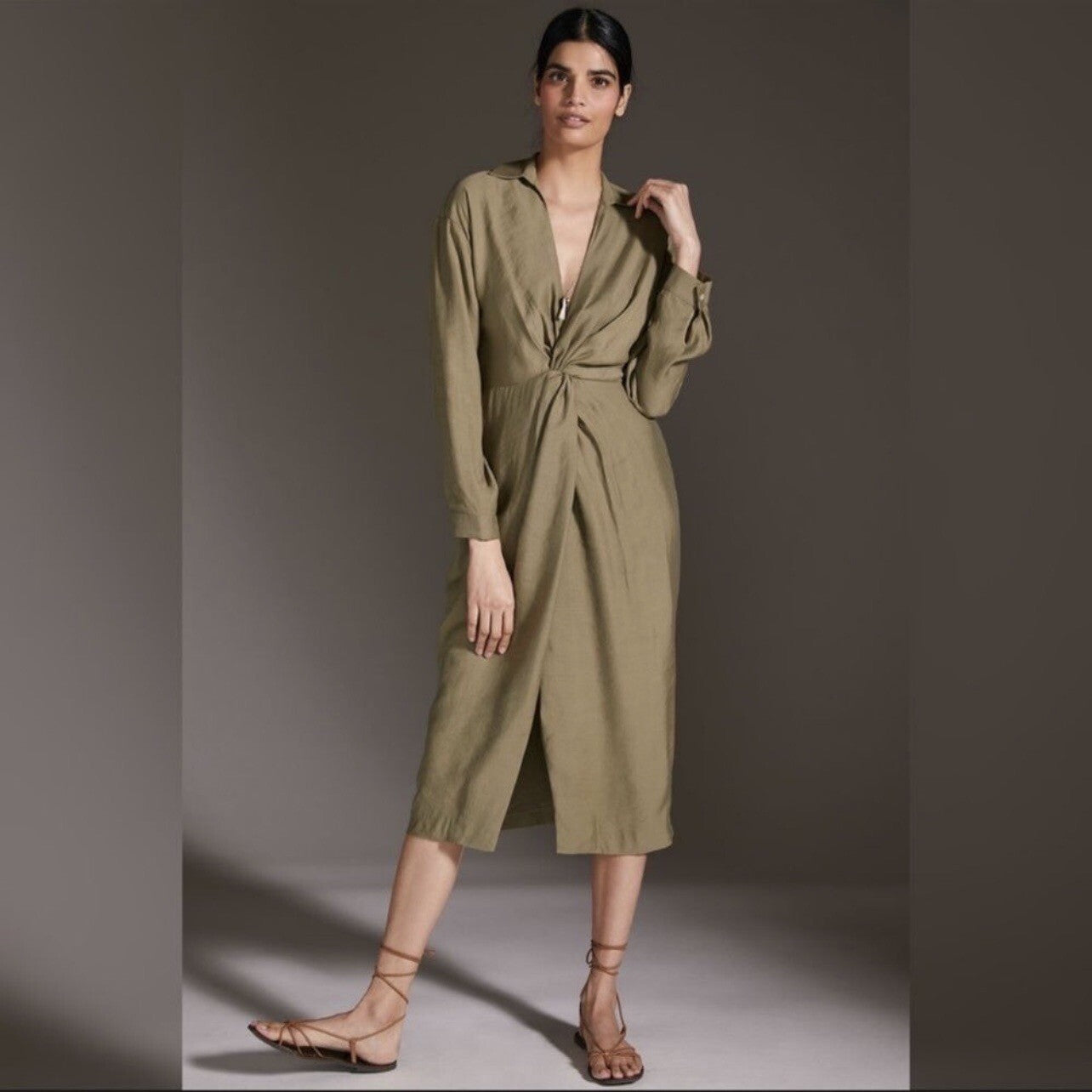 Anthropologie Graziella Twist-Waist Shirt Dress NEW  Size 4