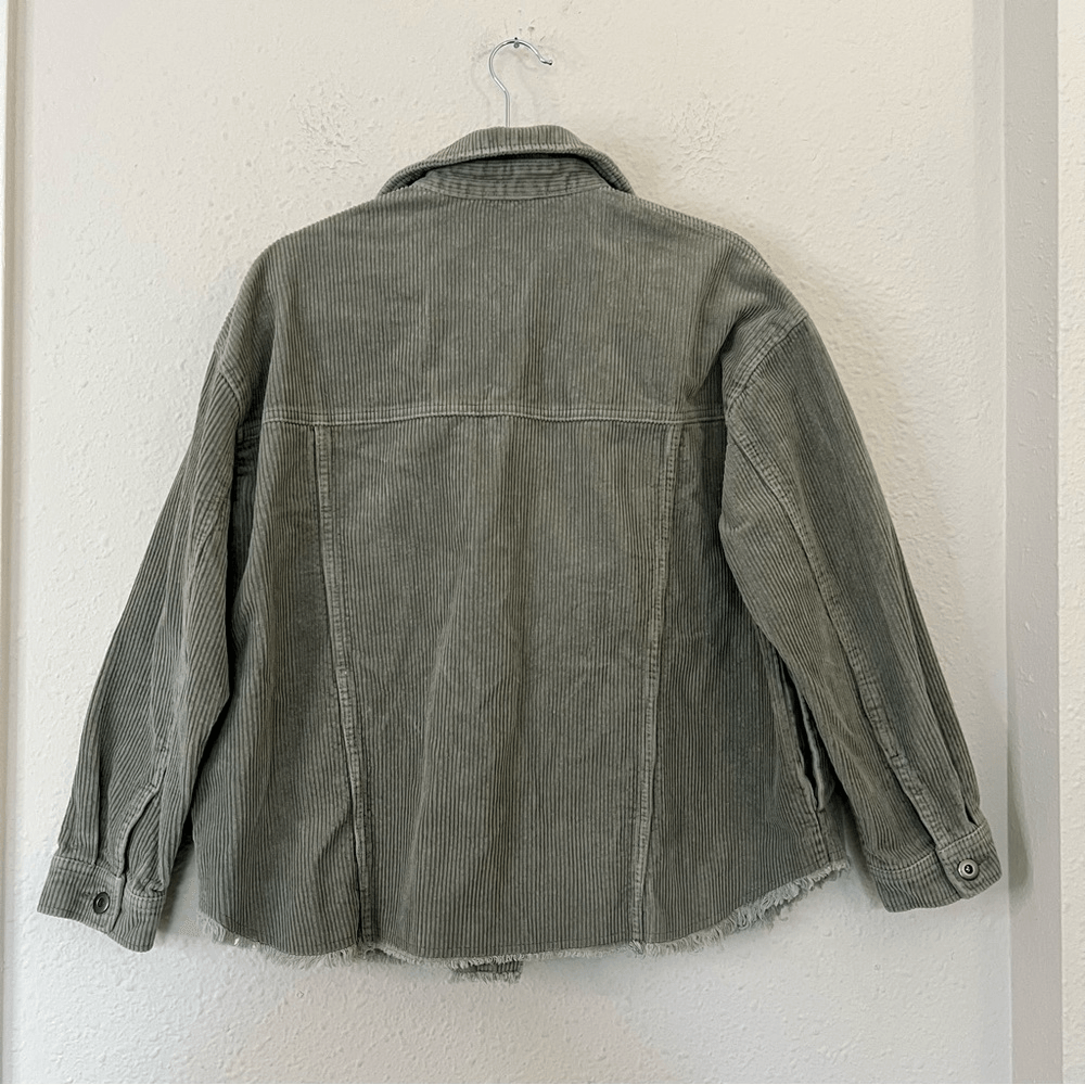 Zara Corduroy Shacket Jacket in Green Size Small