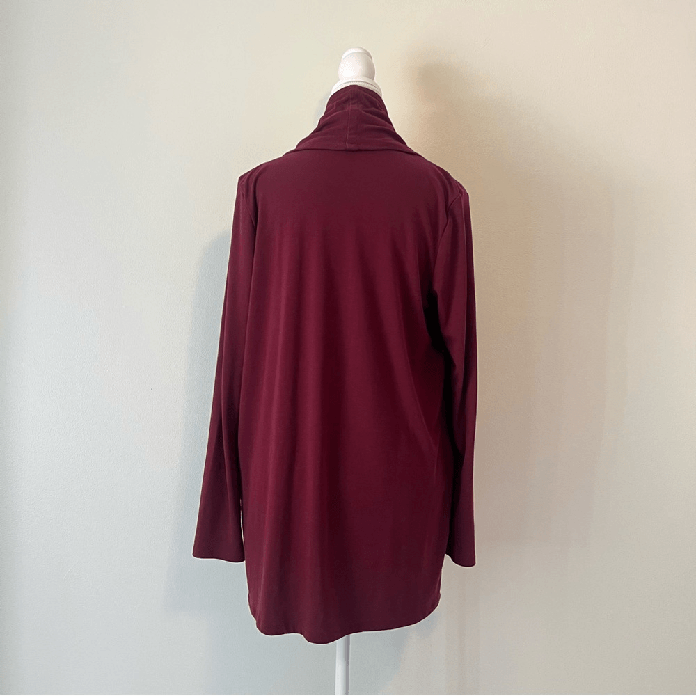 J. Jill Pure Jill Burgundy Cardigan Draped Two-Way Jacket or Wrap Long Sleeve