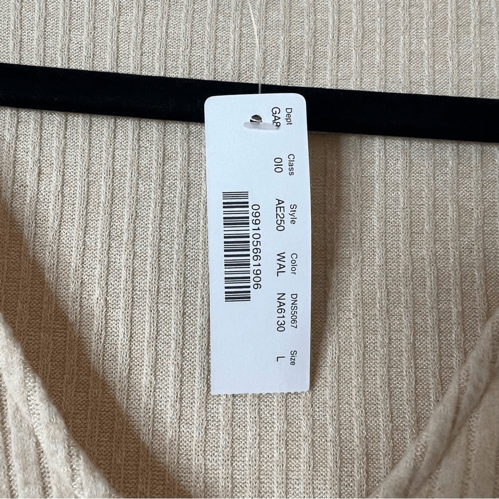 J. Crew Puff Sleeve V-Neck Soft Ribbed Long Sleeve Top NEW Size Large