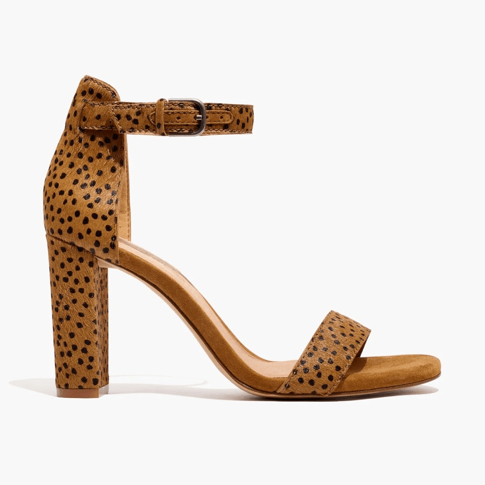 Madewell The Brooke Ankle-Strap Heels Sandal in Spot Dot Calf Hair NEW Size 8,5