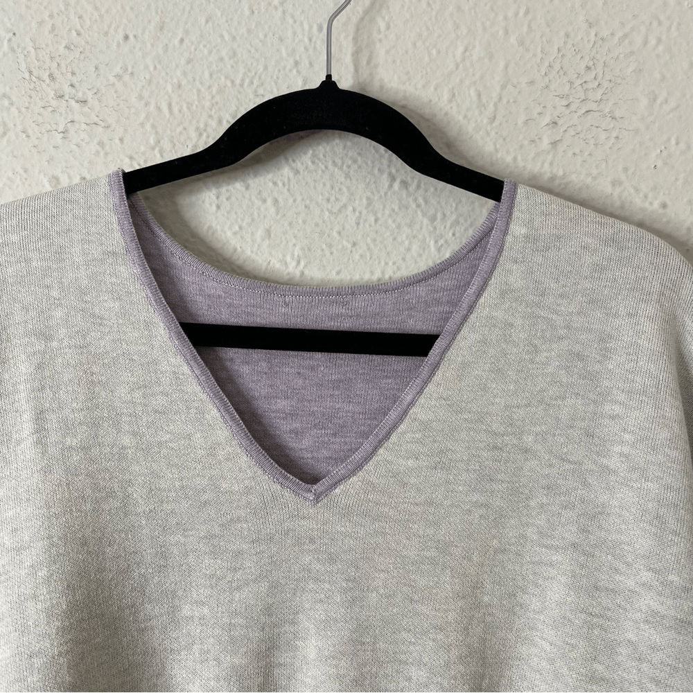 J. Jill Reversible V-Neck Colorblock Sweater Large Petite