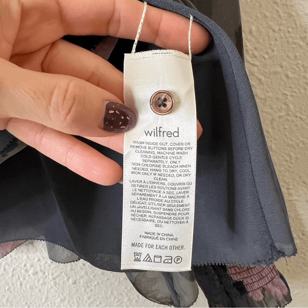 Aritzia Wilfred Valencia Long Sleeve Floral Chiffon Blouse Size Small